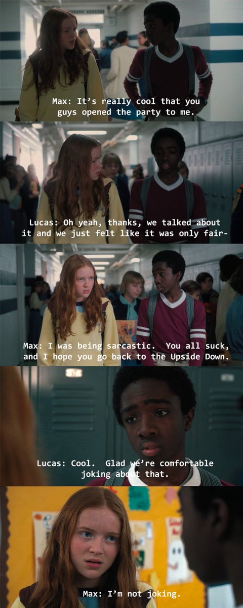 memes_stranger's tweet photo. Guess who's back (back again) #StrangerThings #StrangerNineNine @iamstephbeatz @SadieSink @calebrmclaughl1 https://t.co/NWhDAX6B5L