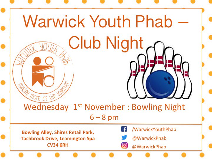 We're so excited to be going Bowling this Wednesday!! We hope to see you all there!! #bowling #warwickyouthphab #phabengland #strikeorspare