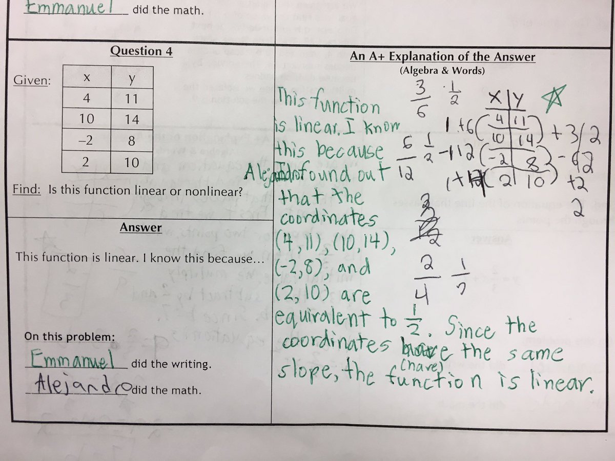 rickbrlw's tweet photo. More in-class writing! Info on my lessons to teach mathematical reasoning in this blogpost. https://t.co/ihCmUyNz2z #mathliteracy #teach180 https://t.co/2Jc2stpDg6