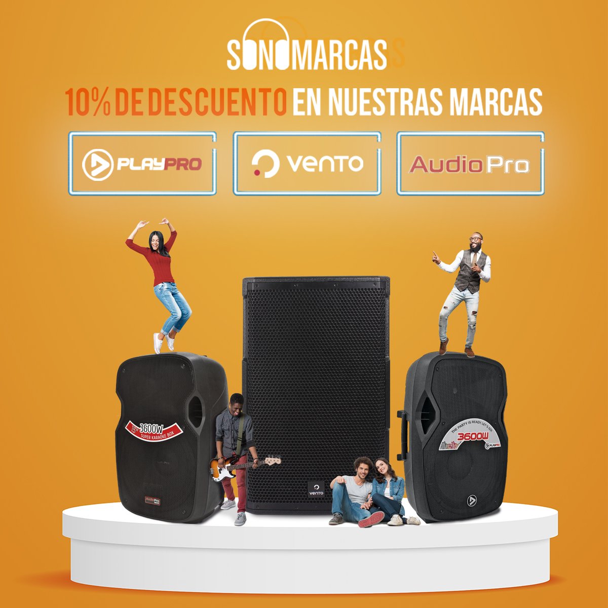 Sonomarcas's tweet photo. Aprovecha ahora!!! 10% de descuento en nuestras marcas #vento #audiopro #playpro no te quedes sin el mejor sonido 👌👌👌 https://t.co/yXAo4I1YuS