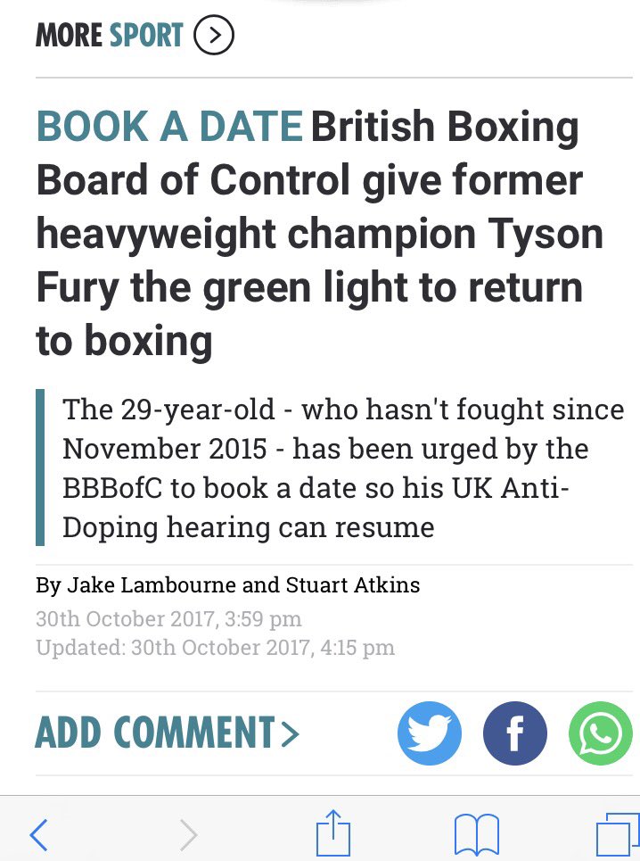Tyson_Fury's tweet photo. Thanks to the BBBOC for giving me the green light to box in 2018.👍🏻👍🏻 https://t.co/wuJhjtZzo1