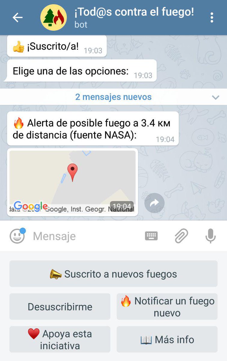 comunes's tweet photo. (1) Os presentamos nuestro bot de #Telegram #TodosContraElFuego https://t.co/wppqkNKITE #QueimanGalicia #QuemanAsturias #QuemanLeon https://t.co/hDvfZt800a