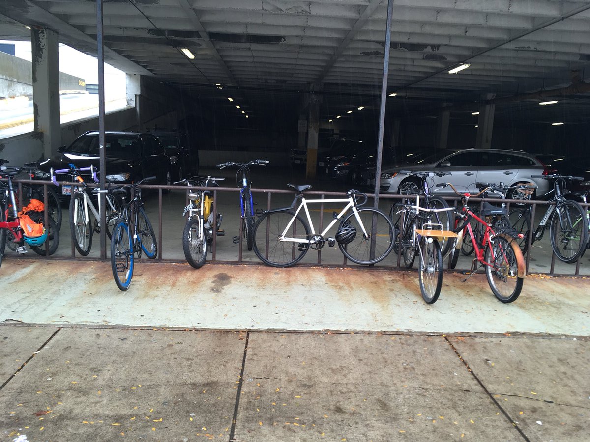 BUBikeSafety's tweet photo. Here’s a real donkey move: take up 5 spaces by locking your bike parallel to the busy rack near @BUEpicCenter . #DontBeADonkey https://t.co/IGCB8qiN3v
