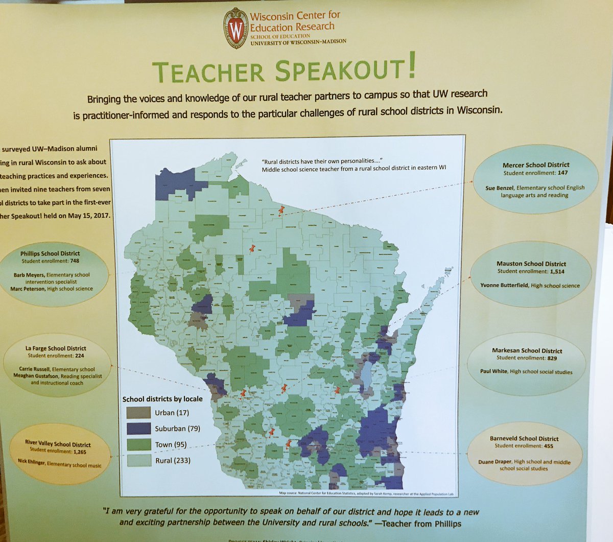 nrea1's tweet photo. Wisconsin Center for Educational Research Teacher Speakout! #Wirsa2017 https://t.co/gew1ZYRm09