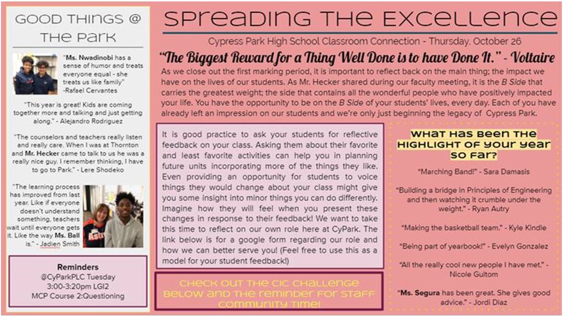 Shelby Swancoat (@swancos) on Twitter photo Excellence is always spreading at <a href="/CypressParkHS/">Cypress Park HS</a>! Nothing but good things to report here. #TigersRiseUp #ITT Excellence is always spreading at <a href="/CypressParkHS/">Cypress Park HS</a>! Nothing but good things to report here. #TigersRiseUp #ITT
