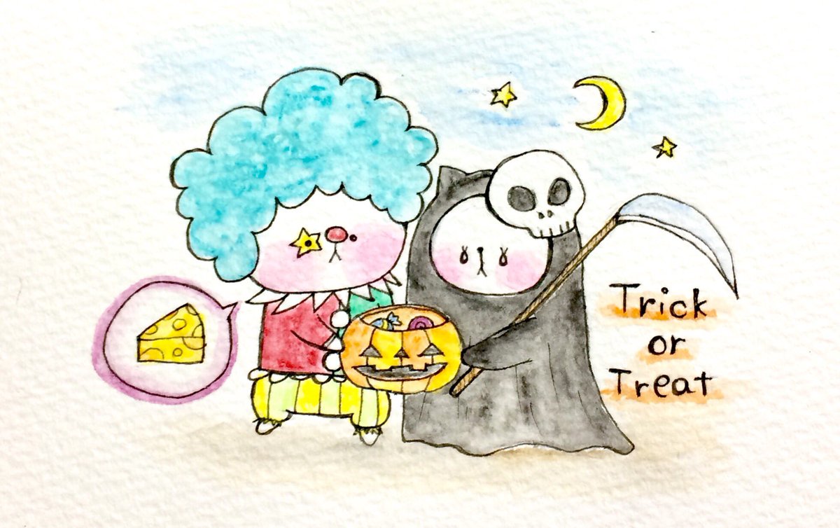 Twitter 上的 おこにゃん お菓子じゃなくてチーズちょうだい Trickortreat ハロウィン 仮装 ピエロ 死神 かぼちゃ 猫 ネコ ねこ イラスト 可愛い 1日1絵 手描き 絵描きさんと繋がりたい イラスト好きな人と繋がりたい お絵かき部 Cats T Co