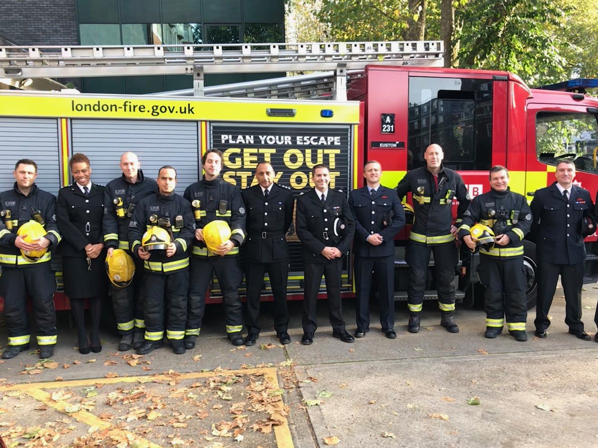 Station Manager Surjit Singh (6th from the left) retires from Euston Fire Station after 30 years