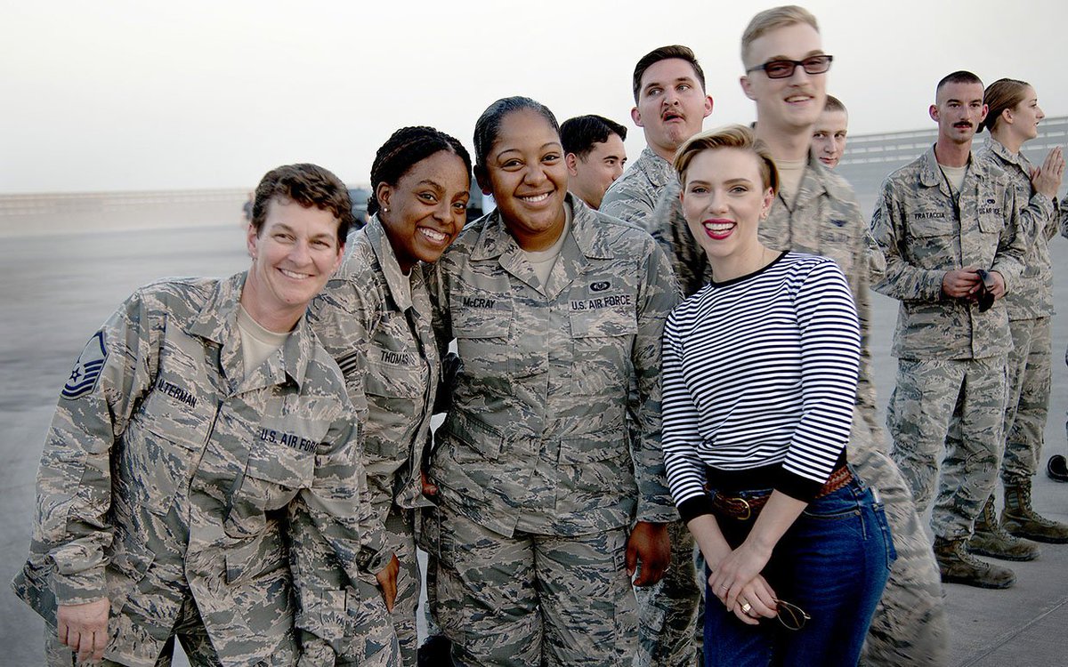jdcrouch2's tweet photo. “Meeting troops at a forward operating base in Afghanistan was one of the most memorable experiences of my life.” - Scarlett Johansson #TB https://t.co/W2mXsvSd6b