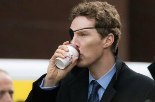 Cumberbuddy's tweet photo. There he is! Benedict Cumbeyepatch #Melrose https://t.co/8rTARo18mI
