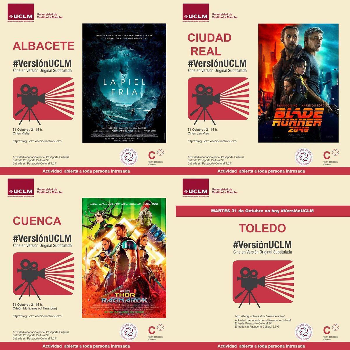 UCLMcultura's tweet photo. Mañana martes #Cine en VOS gracias a @uclm_es @ViceCuencaUCLM a 3/3.5 euros ¡No os lo perdáis! https://t.co/e9kBd6gIHF