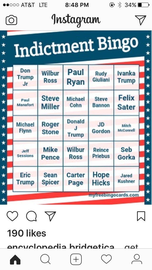 ananavarro's tweet photo. Damn, y'all. Papadopoulus and Gates weren't even on my Indictment Bingo Card. https://t.co/pYEyEpoZDd
