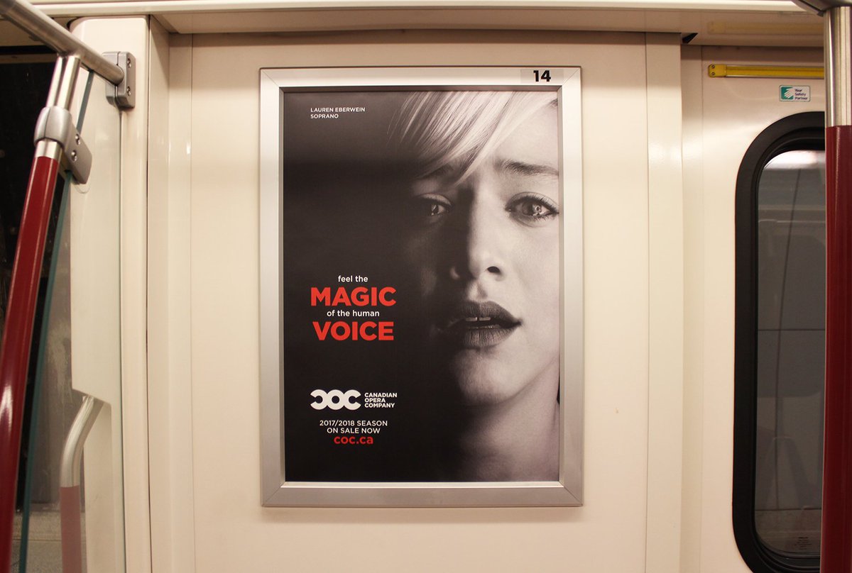 CanadianOpera's tweet photo. Have you seen our posters up on the #TTC yet feat. #COCEnsembleStudio members @LaurenEberwein, @samuelbchan & @Smcintosh91? #PowerofOpera https://t.co/LLtYQfhAP0