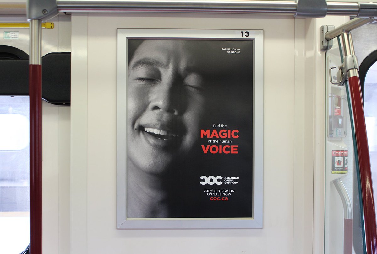 CanadianOpera's tweet photo. Have you seen our posters up on the #TTC yet feat. #COCEnsembleStudio members @LaurenEberwein, @samuelbchan & @Smcintosh91? #PowerofOpera https://t.co/LLtYQfhAP0