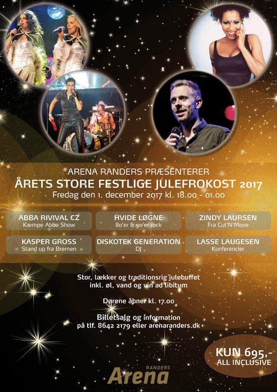 visitranders's tweet photo. Julen nærmer sig med små skridt, og har du endnu ikke styr på julefrokosten, så har Arena Randers løsningen for dig: ÅRETS STORE FESTLIGE JULEFROKOST fredag d. 1. december 2017. Læs mere her: https://t.co/QV9L8jHtaM https://t.co/eLnQD2TGz3