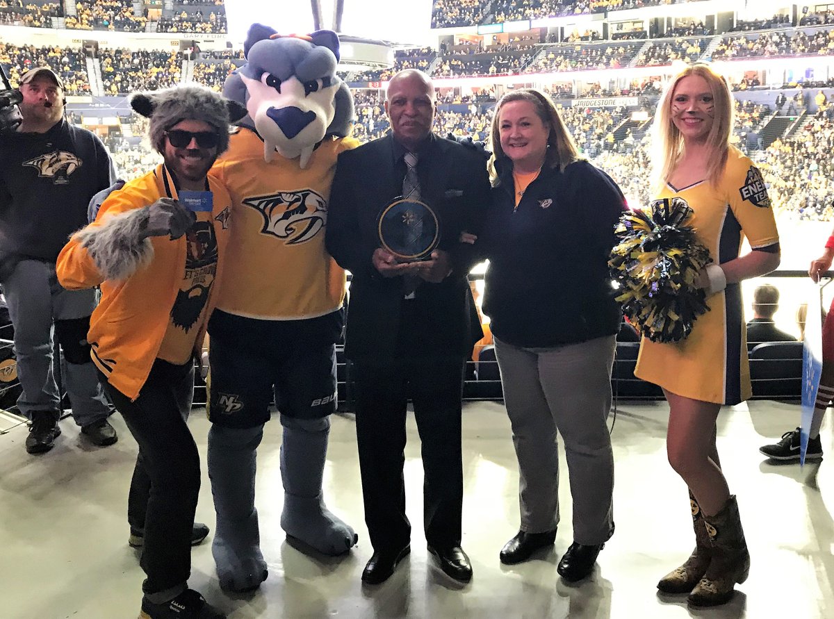 PredsNHL's tweet photo. Congrats to Saturday night’s @Walmart Community Playmaker - Fred Bailey, founder of @capinctn! #wmplaymaker https://t.co/7BChEoSEDH