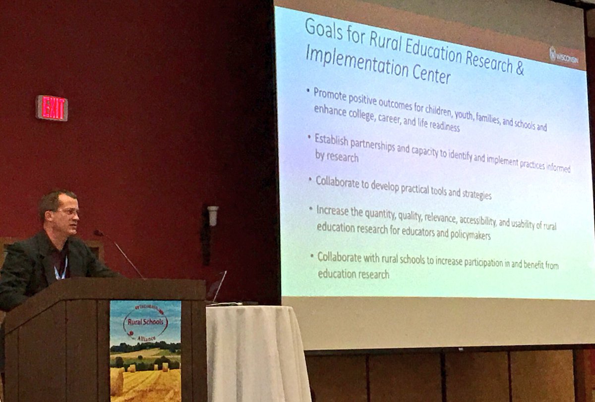 UWCommunityRel's tweet photo. .@UWMadEducation #EdPsych Prof. Albers shares goals for @UWMadison #rural #education #research & implementation center #WIRSA2017 #WiIdea https://t.co/lTS9CXdaUH