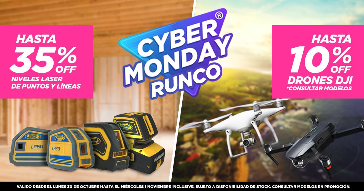 runcosa's tweet photo. Empezó el Cybermonday ¡No te quedes afuera! Drones, Niveles laser de puntos y lineas y mucho más.. Enviános tu consulta: runco@runco.com.ar https://t.co/WVH6BjvPgQ