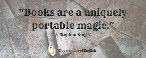 OklahomaEnglish's tweet photo. #MondayMotivation Keep reading & being magical! #ou #ouenglish #quotes #books https://t.co/ZN4TOQQjYI