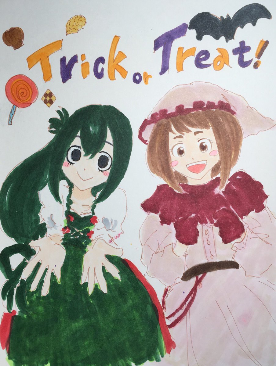 ちいはる A Twitter 完全に勢いだけで描いた ヒロアカ女子でハッピーハロウィン 麗日お茶子 蛙吹梅雨 ハロウィンイラスト 僕の ヒーローアカデミア ちいはる A Twitter 完全に勢いだけで描いた ヒロアカ女子でハッピーハロウィン 麗日お茶子 蛙吹梅雨 ハロウィンイラスト 僕の ヒーローアカデミア