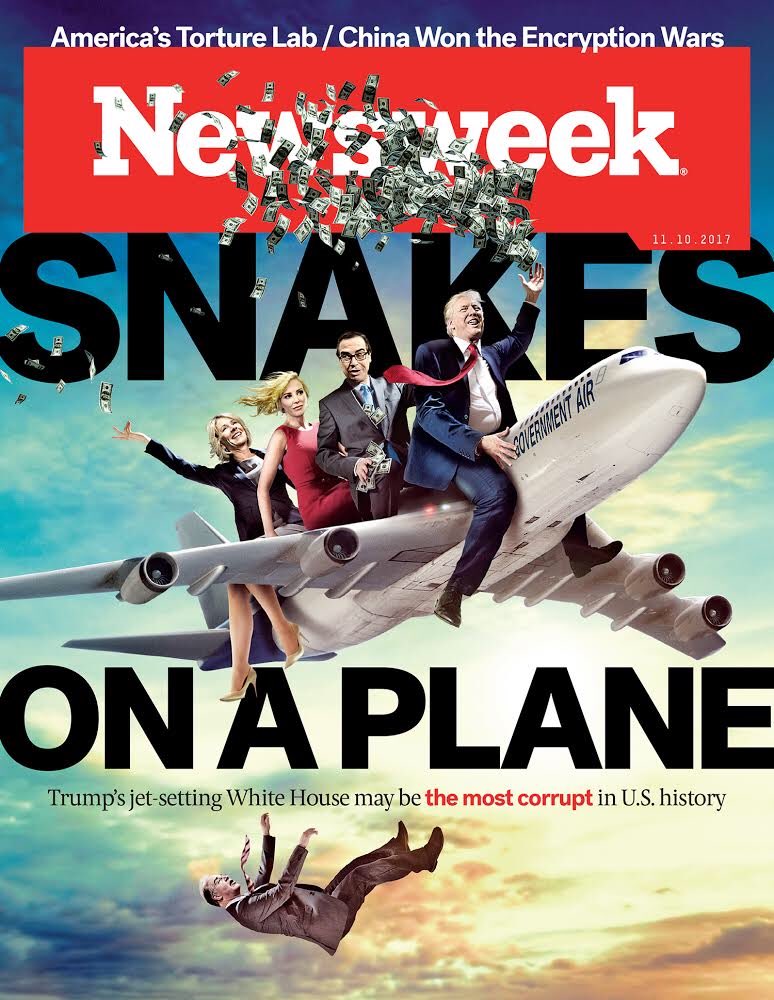 RealEllyBrown's tweet photo. My body made the cover of @Newsweek ! It’s the one under Betsey DeVos’s face 😆 thank you @cjburtonphoto and @tngmodels #tngmodelsdowork https://t.co/OC7FhWc3t1