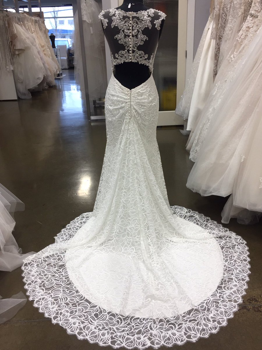 bridaldebut's tweet photo. Check out the back on this gown! This is Sottero &amp; Midgley “Tasha”, our sample is a size 10 in ivory/soft pearl #maggiesottero #bridaldebut https://t.co/NeBSqX8DTH