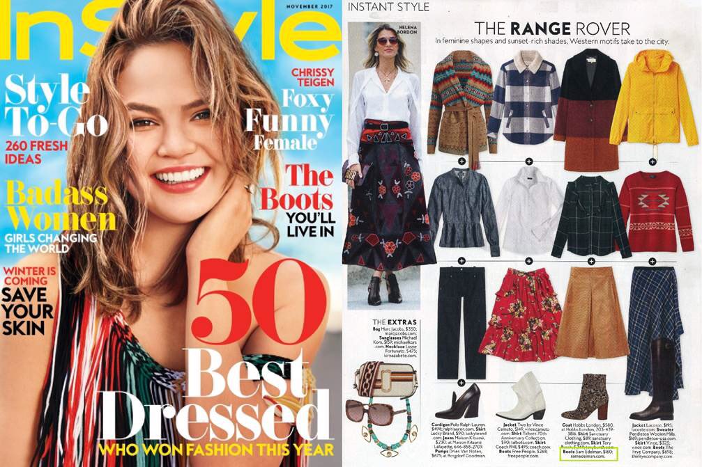 Thank you <a href="/InStyle/">InStyle</a> for featuring our #Corra Stacked Heel Bootie in their November issue's Western Motif story.