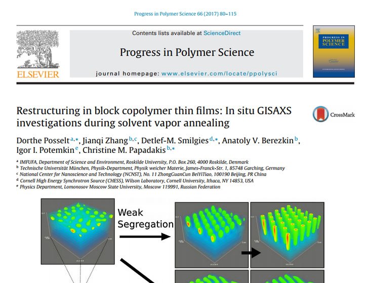 PSMT_Lab's tweet image. #2016PSMTpapers "Restructuring in block copolymer thin films: In situ GISAXS investigations during solvent vapor..." sciencedirect.com/science/articl…