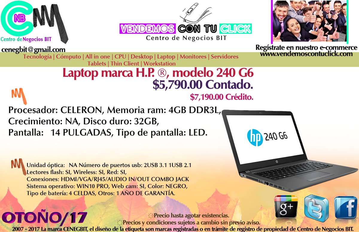cenegbit's tweet photo. #VendemosConTuClick #Laptop #HP®, #240G6 $5790 #Ixtapaluca #CDMX #Puebla #Morelos #Iztapalapa #ecommerce #FelizLunes #TiendaOnLine https://t.co/DgGUr8Gk4d