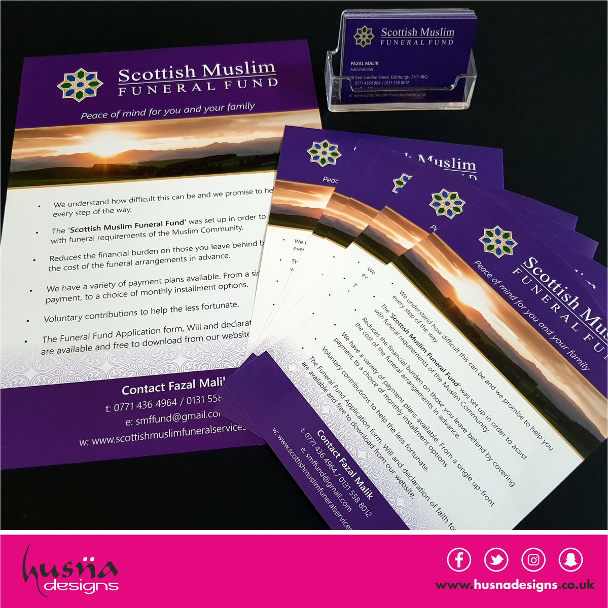 HusnaDesigns's tweet photo. Print &amp; Design work for @ScottishMuslimFuneralServices #Print #Design #Branding #EdinburghDesigner #EdinburghPrinter #Logo #CreativeThinker https://t.co/kNn9Aa3Ji7