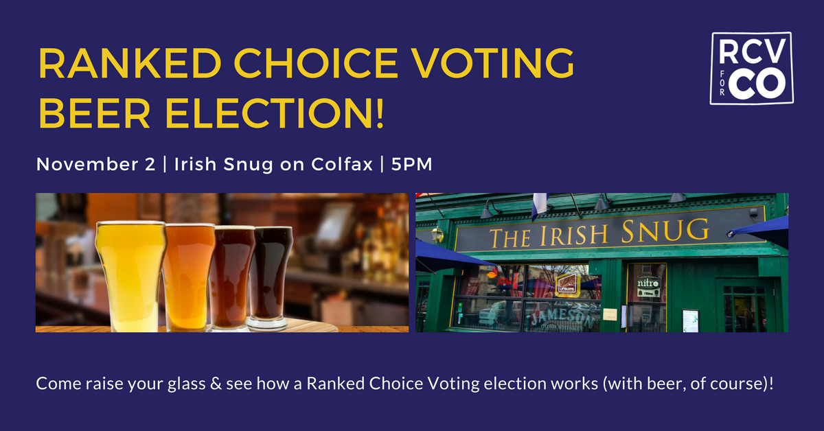 rcvforco's tweet photo. #RCVBeerElection happening this Thurs. @ 5pm! Come participate in our interactive beer election to see how #rankedchoicevoting works! https://t.co/Eg5sXnCyDA https://t.co/Ciy3cMC8Dc