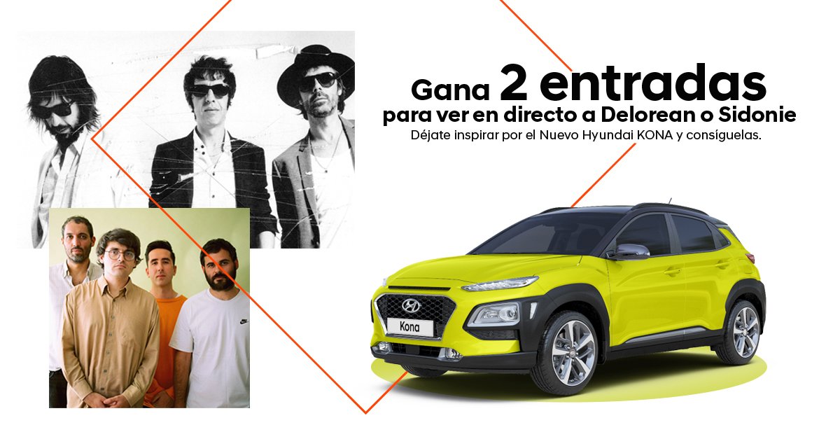 HyundaiEsp's tweet photo. ¿Conciertos de @deloreandanz y @sidonie_ gratis? Consigue tus entradas para vivir el #HyundaiKONATour aquí 👉 https://t.co/D7nVO6Hcwp https://t.co/gEIqEIdm8Q