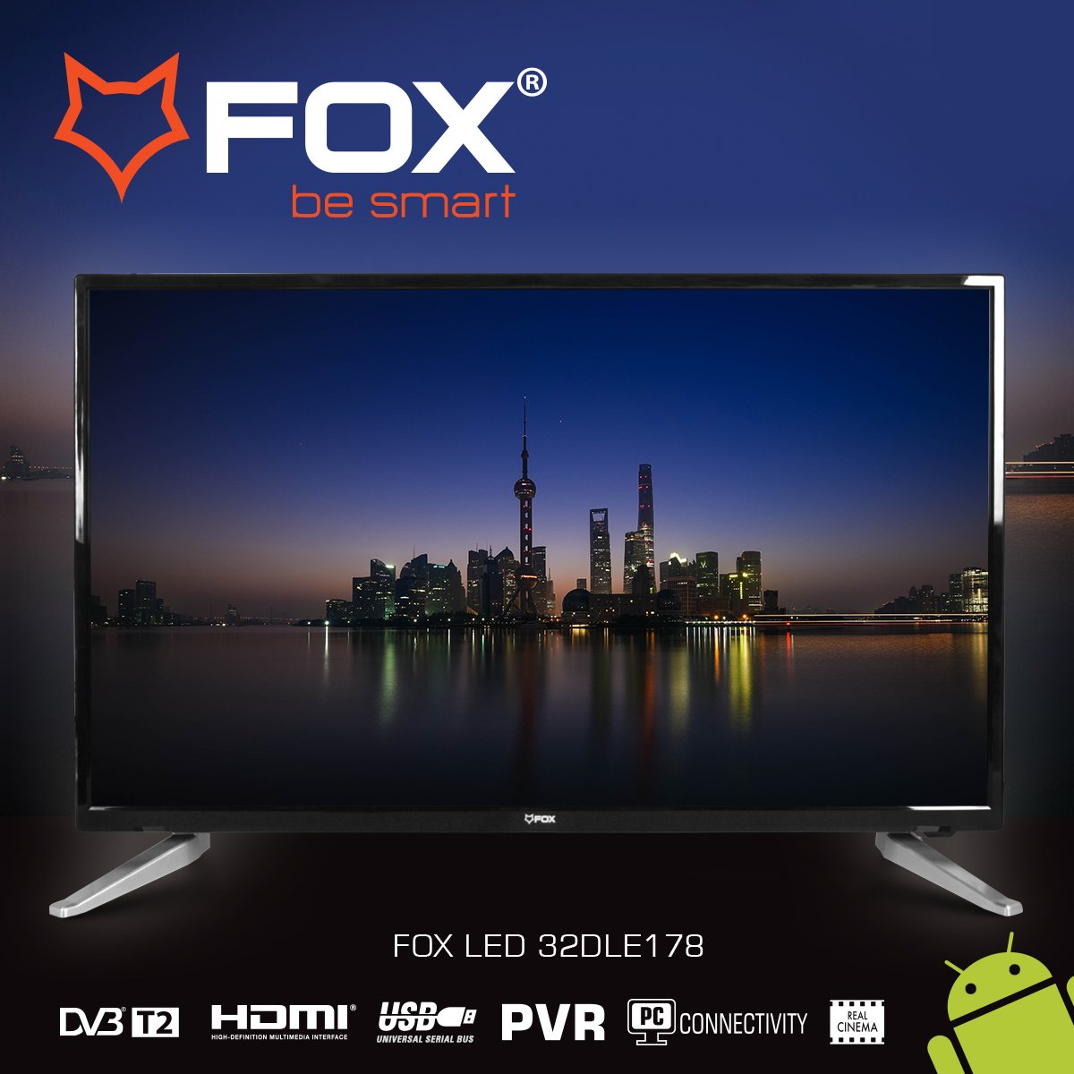 FOXaparati's tweet photo. Moderan, brz, prati i prilagođava se tvojim potrebama. FOX 32DLE 178 sa Android OS,WiFi, DVB-T/C/T2, PVR ,3 godine garancije. #FOXtelevizori https://t.co/DfSIx06s04