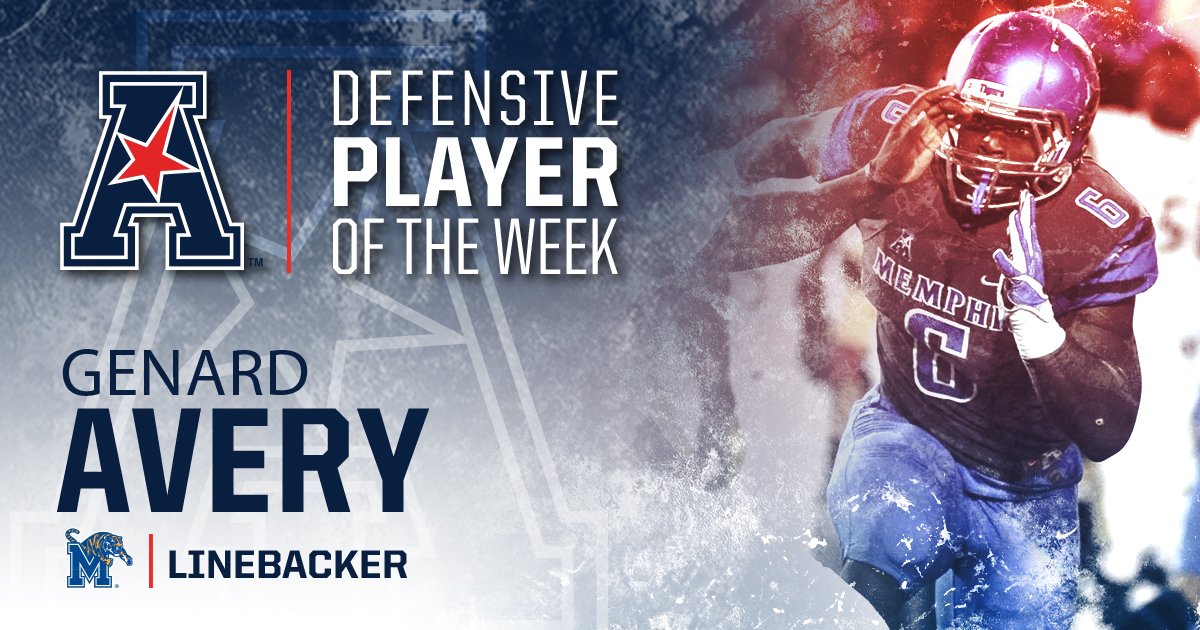 Avery finished with eight tackles, which included an American Athletic Conference-record 5.5 tackles for loss and 3.5 sacks for <a href="/MemphisFB/">Memphis Football</a>.