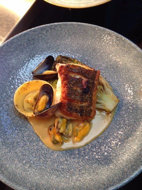 Trinity_restrnt's tweet photo. Pan fried Hake, mussel &amp; saffron velouté, mussel &amp; herb tortellini, seared baby gem, steamed mussels.   Come by...come try.. delicious. https://t.co/wElTdmq2Eo