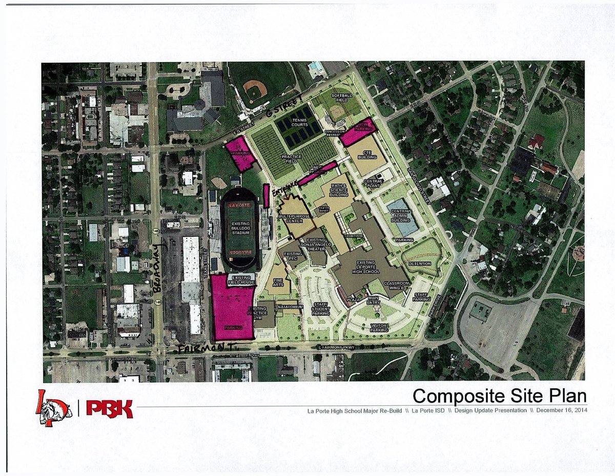 dpisdathletics's tweet photo. Bi- District Volleyball; Deer Park vs Atascocita will be played at LaPorte's new MPC Arena on Tuesday. Parking areas are hi-lighted in pink. https://t.co/qzRCaA0ptT