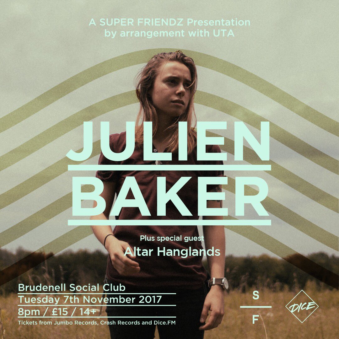 Going to be supporting <a href="/julienrbaker/">Julien Baker</a> next week at <a href="/Nath_Brudenell/">Nath Brudenell</a> which is, frankly, ridiculous and very exciting. She is my favourite.