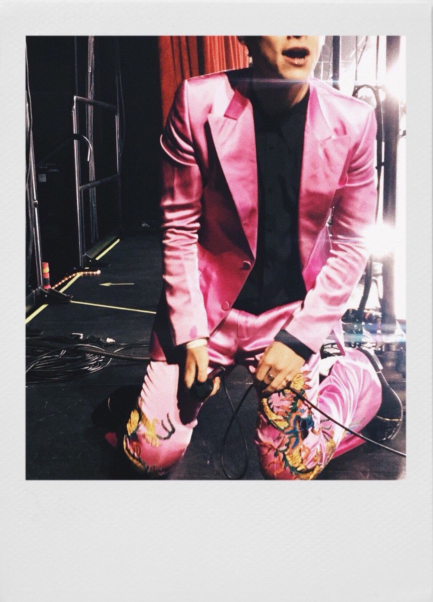 harry styles pink gucci suit