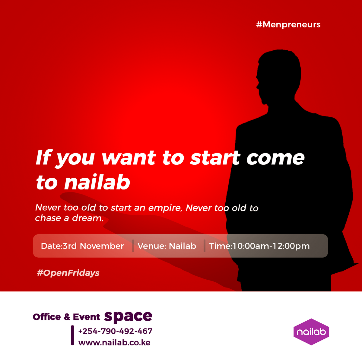 thenailab's tweet photo. Prepare while others are playing, you have no idea what you are capable of. Join us this Friday 3rd November 2017 for an open pitching and feedback session from 10:00am at Nailab. Register here https://t.co/F8uzwasr3o. #OpenFridaysAtNailab  #Menpreneurs #MCM https://t.co/pfLaV5nK1f