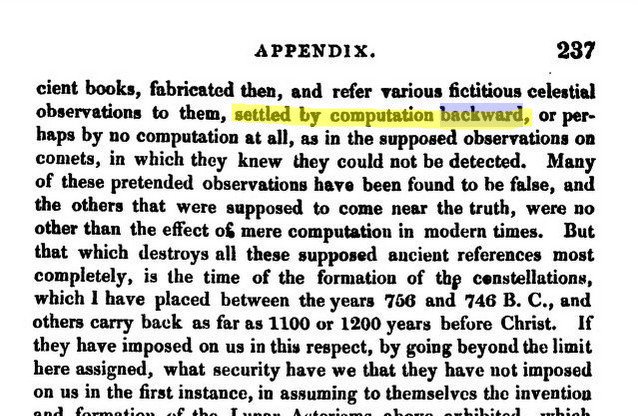 And Bentley, in true protestant Padre masquerading as scholar fashion, accused Brahmins of back calculation. https://archive.org/stream/in.ernet.dli.2015.109519/2015.109519.A-Historical-View-Of-The-Hindu-Astronomy--Part-1-2#page/n283/mode/2up/search/backward