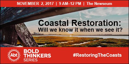 AbtGlobalImpact's tweet photo. #RestoringTheCoasts: how do we recover from #hurricanes #oilspills &amp; other disasters? Join us Thursday https://t.co/Pd2YDMZha6 @NOAADigCoast https://t.co/LSL2g961rb