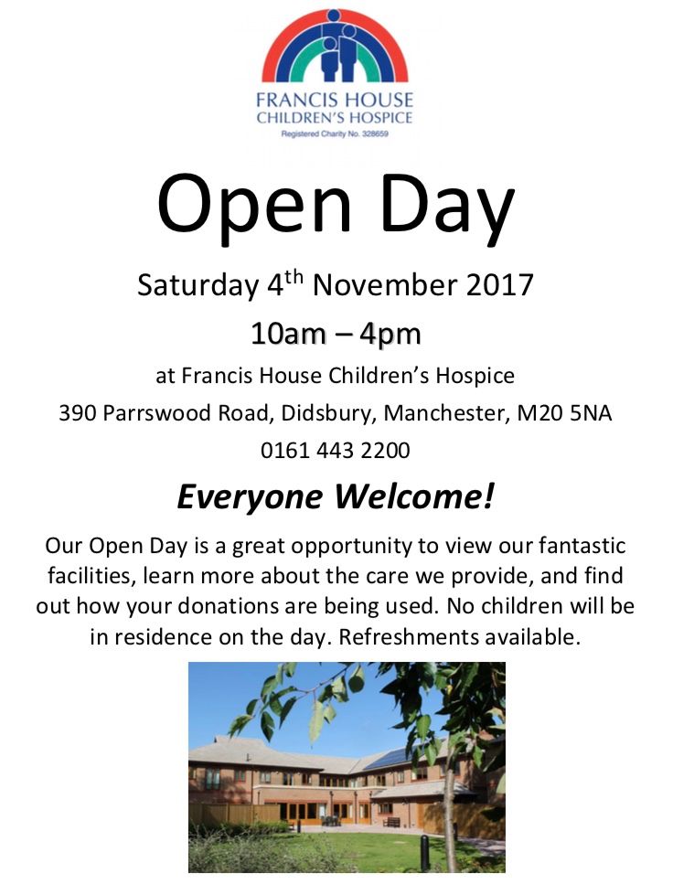 in_accountancy's tweet photo. Our chosen charity, Francis House Children's Hospice are having an open day on Saturday and would love to see you there! https://t.co/z6nDIY54ya