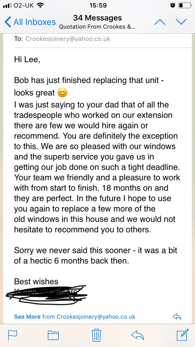 CrookesJoinery's tweet photo. It’s great when you get emails of praise for your efforts from customers #bespokeJoinery #sashwindows #timberwindows #sheffield https://t.co/bux8Nq7axN