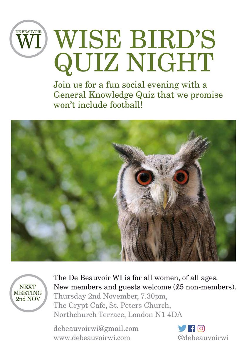 Calling all wise women – this Thursday’s meeting is a quiz night. All women welcome, guests £5.