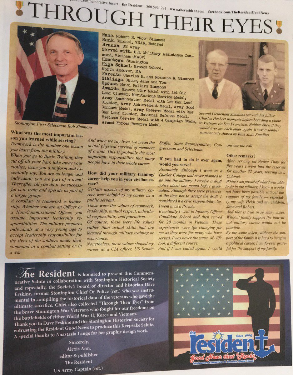 StoningtonFirst's tweet photo. Thanks to The @Resident_News for this wonderful feature of veterans in our area. Proud to be included! #StoningtonFirst https://t.co/ZzG83n9xDK
