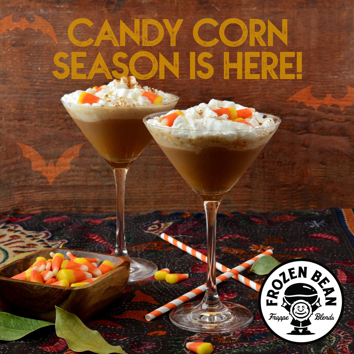 thefrozenbean's tweet image. Candy corn season!! 🎃🌽🍭🍬
Paired with our beloved #SpicedMocha #LatteMix!
#FrozenBean #FrappeMix #HotorCold #Halloween #Halloweendrinkideas