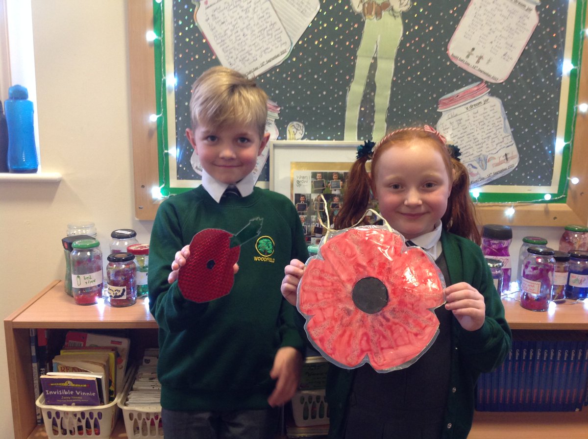 WoodfieldWigan's tweet photo. Annie and Max in Year 3 have made these fantastic poppies to be displayed around school. Great work! https://t.co/HGsLzSPd02