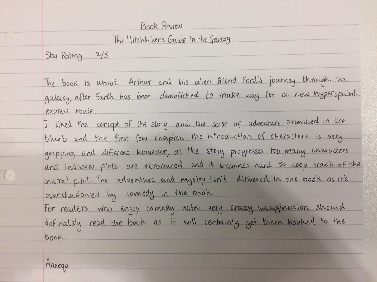 UoBSchool_Eng's tweet photo. Book reviews of ‘The Hitchhicker’s Guide to the Galaxy’ from our 6th form book club #getreading #42 (1/2) https://t.co/jLsCaxijUM