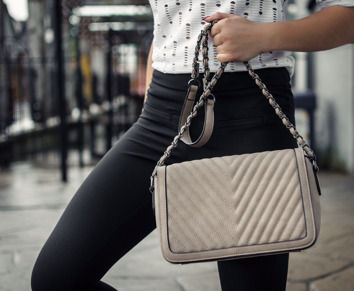 The Chevron Quilted Crossbody vegan leather bag in “Latte” and more from Jean &amp; Jax now available in-store. #veganleather #UptownWaterloo