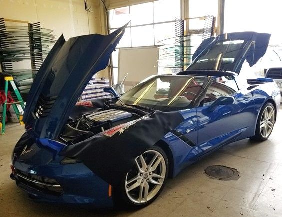 technaglass's tweet photo. #Windshield replacement of the stylish 2015 #Corvette Stingray done at our #Denver store today. #Colorado #AutoGlass https://t.co/2g10yx8OQ9