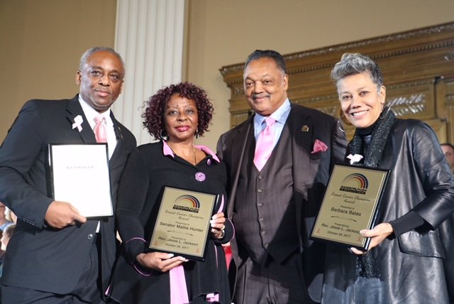 ReElectHunter's tweet image. 📷 PUSH Photographer &amp;amp; Breast Cancer Survivor, John Alexander; Senator Hunter; @RevJJackson + Designer &amp;amp; Breast Cancer Survivor @BatesDesigns